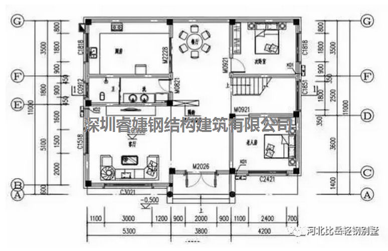 農(nóng)村自建別墅兩層13.3米X11米，帶平面設(shè)計(jì)圖，拿走不謝(圖2)