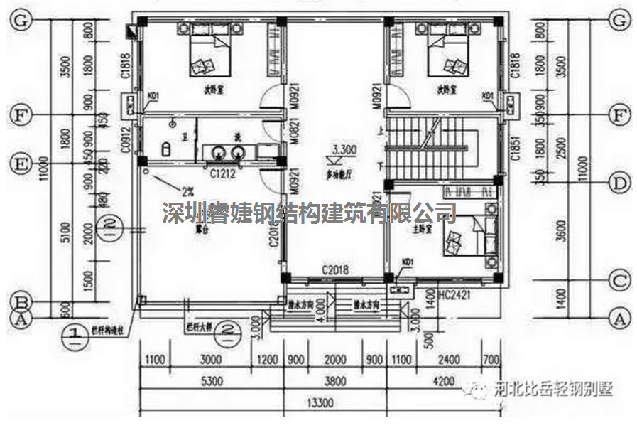 農(nóng)村自建別墅兩層13.3米X11米，帶平面設(shè)計(jì)圖，拿走不謝(圖3)