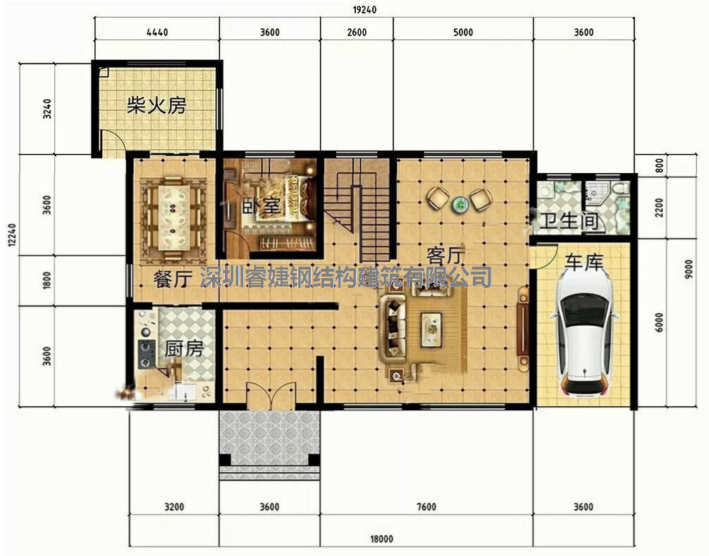 推薦一套：帶柴火房和車庫的鋼結(jié)構(gòu)別墅，美觀又實(shí)用(圖2)