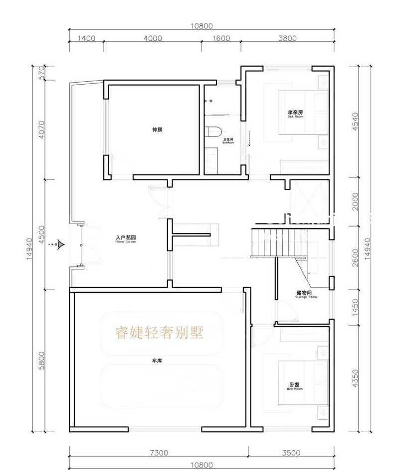 現(xiàn)代別墅占地145平設(shè)計(jì)圖紙帶兩種效果圖還有電梯(圖5)