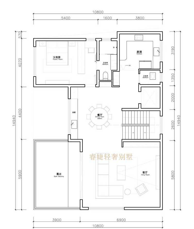 現(xiàn)代別墅占地145平設(shè)計(jì)圖紙帶兩種效果圖還有電梯(圖6)